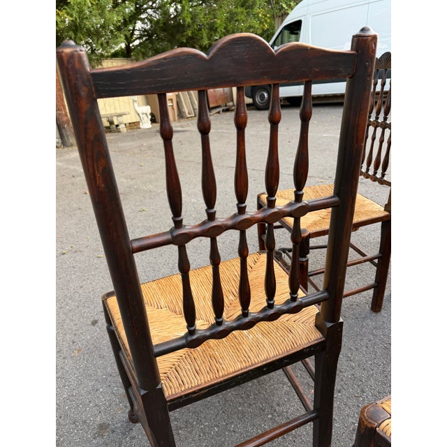 Wood Antique English Spindle Back Chairs For Sale - Image 7 of 16