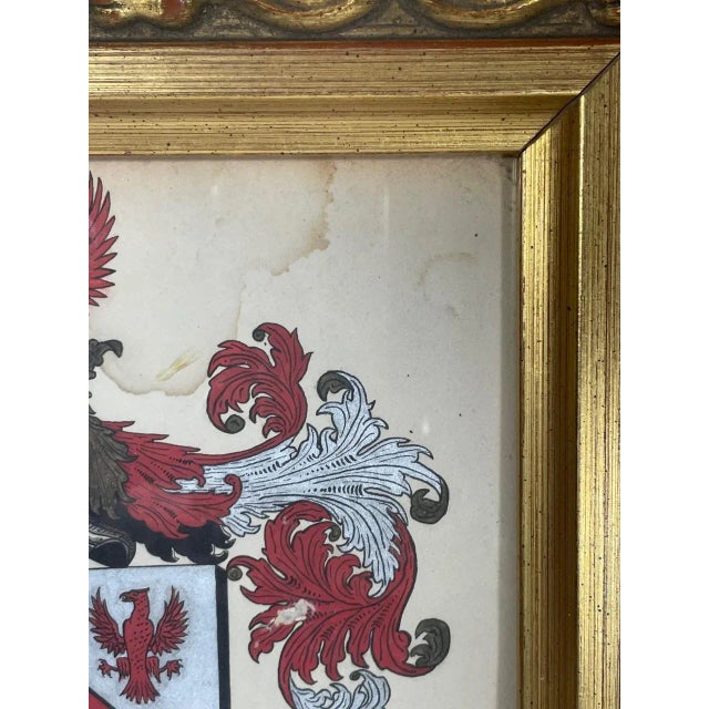 Wood Antique Crest Painting, Coat of Arms Francis, Hand Painted Family Crest For Sale - Image 7 of 13