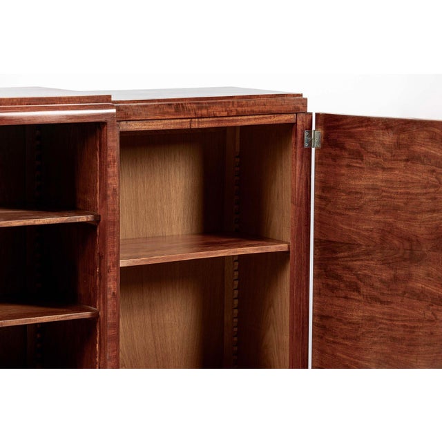 Wood Antique Art Deco Tall Mahogany Wood Storage or Bar Cabinet 1940s For Sale - Image 7 of 17
