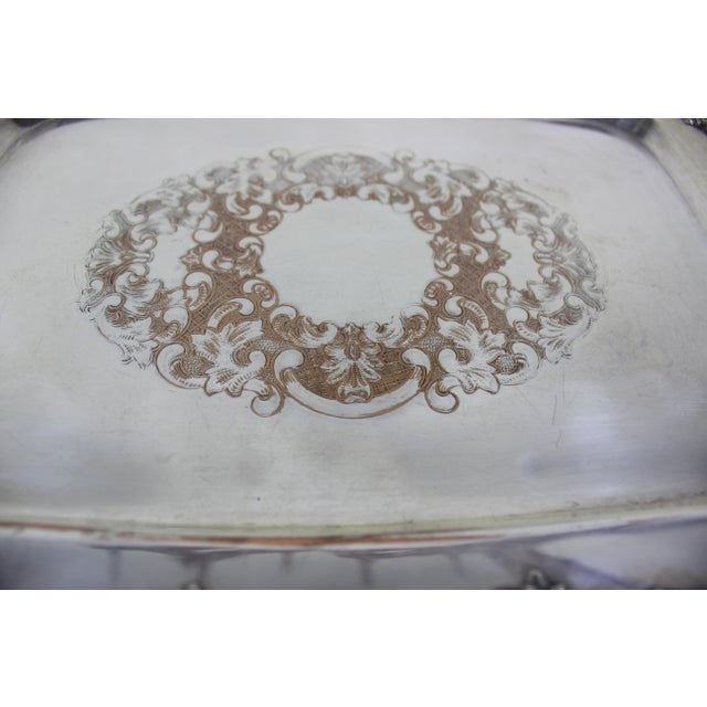 Small Silver Plated Tray, Raised Floral Edge Embossed Detail, Vintage For Sale - Image 9 of 12