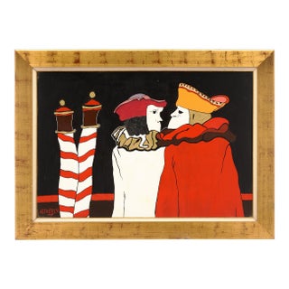 Original Venetian Painting, Gold Frame, by Claire Astheber For Sale