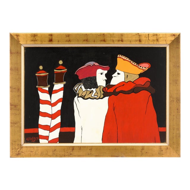 Original Venetian Painting, Gold Frame, by Claire Astheber For Sale