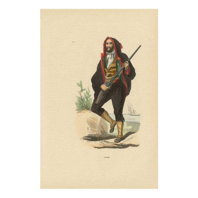 Markaert, Corsican Man with Firearm, 1845, Hand-Coloured Lithograph on Paper For Sale