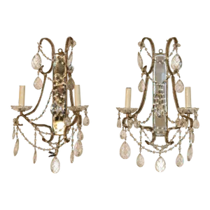 Pair of Italian Mirrored Wall Sconces, Circa 1960's