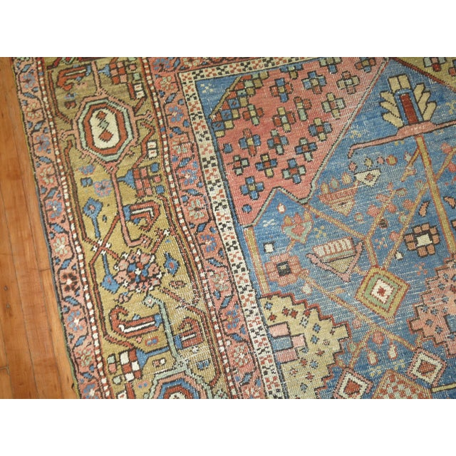 Textile Light Blue Antique Heriz Rug, 9'4'' X 11' For Sale - Image 7 of 13