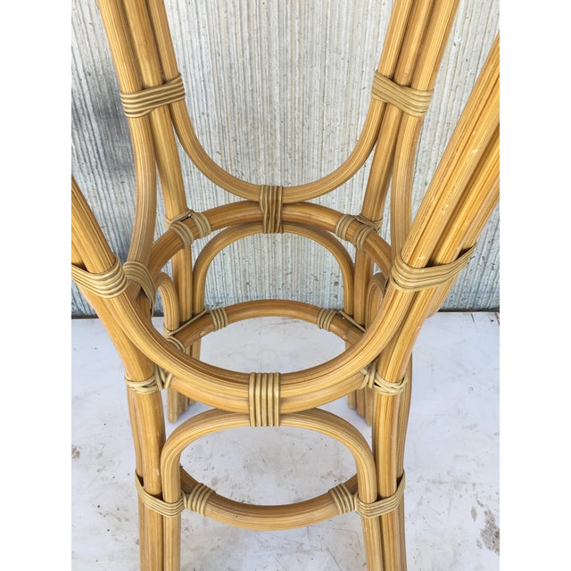 20th Century High Round Cocktail Table in Faux Bamboo With Glass Top For Sale - Image 9 of 11