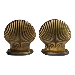 Vintage Brass Shell Bookends - a Pair For Sale