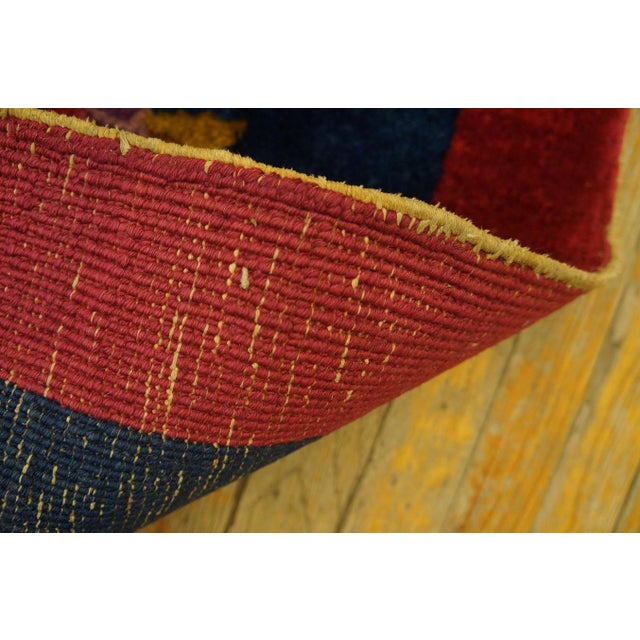 1920s Red Floral Modern Antique Chinese Art Deco Rug 9' X 9' 9'' Handknotted Wool Carpet For Sale In New York - Image 6 of 6