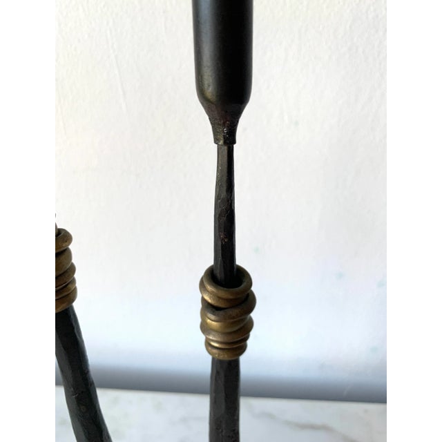 Boho Chic Pair of Hand-Forged Iron Candlesticks by Luis Marquez For Sale - Image 3 of 8