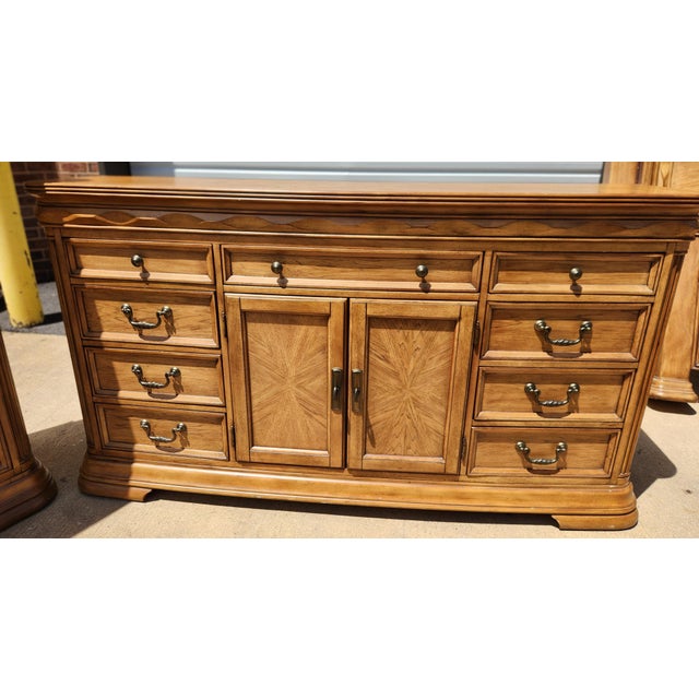 Early 21st Century Complete Blonde Wood Queen Bedroom Set For Sale - Image 5 of 11
