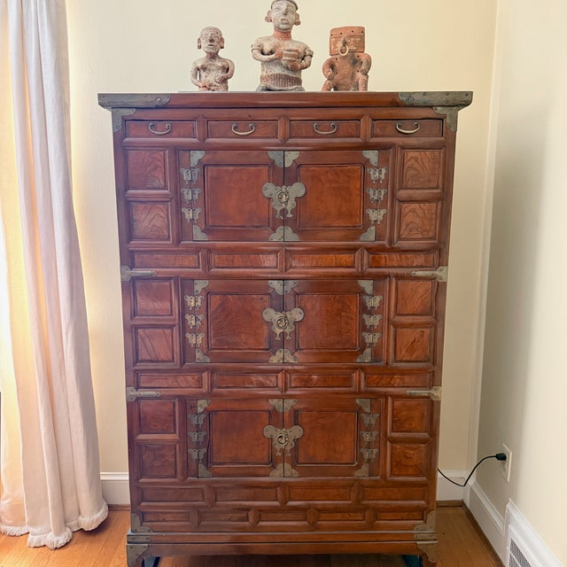 Wood Tall Korean Bandaji Chest With Butterfly Clasps For Sale - Image 7 of 7