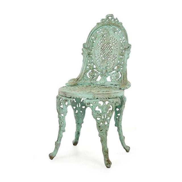 Weathered Cast Iron Garden Chair For Sale - Image 6 of 6