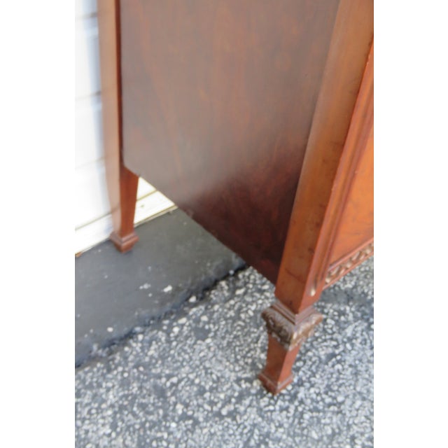 Brown 1930s Tall Narrow Carved Nightstands Side End Bedside Tables a Pair For Sale - Image 8 of 12