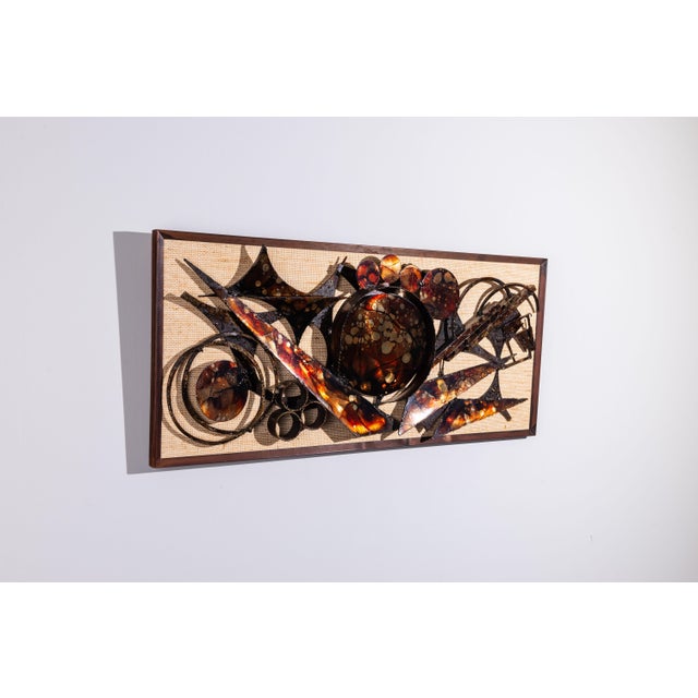 Danish Brutalist Wall Decoration in Metal & Wood & Jute by Henrik Horst, 1976 For Sale - Image 13 of 13