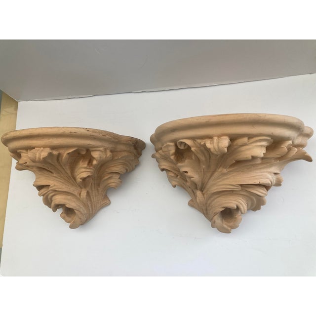 Michael Taylor Acanthus Leaf wall brackets in Natural Finish sold as a pair. These are a true pair with a left and right...