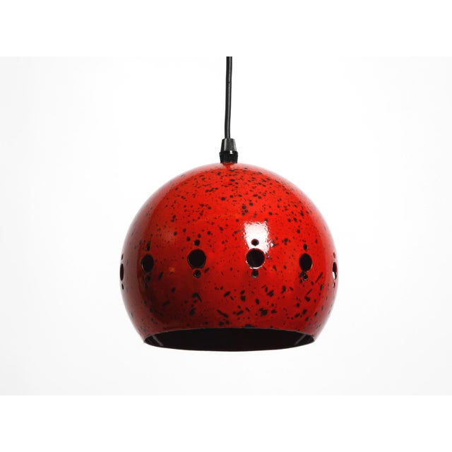 Small Mid-Century Modern Red and Black Enameled Pendant Lamp, 1960s For Sale - Image 16 of 18