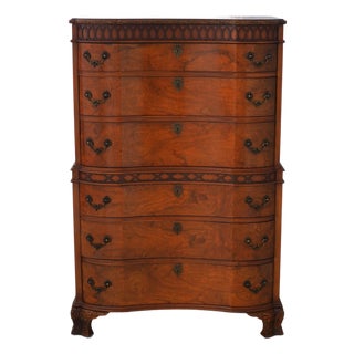 Vintage Walnut Georgian Style High Chest For Sale