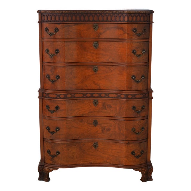 Vintage Walnut Georgian Style High Chest For Sale