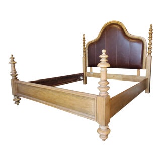 Thomasville Furniture Ernest Hemingway El Morro King Leather Panel Bed For Sale