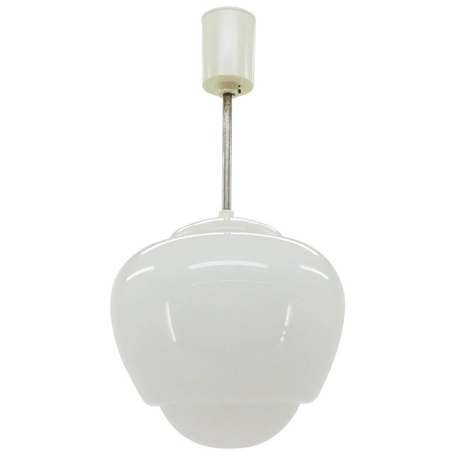 Mid-Century Glass and White Bakelite Chandelier, Czechoslovakia, 1960s For Sale - Image 13 of 13