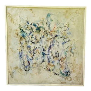 1950s Vintage Mid Century Modern Impasto Signed Painting, Framed
