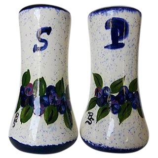 Maine Potters Blueberry Salt & Pepper Shakers - A Pair For Sale