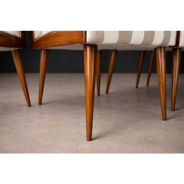 Brazilian Modern Set of Eight Dining Chairs in Caviúna Wood & Fabric, Giuseppe Scapinelli, Brazil, 1950s For Sale - Image 10 of 18