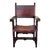 19th Century Spanish Colonial Altar Carved Armchair With Leather Seat and Back For Sale