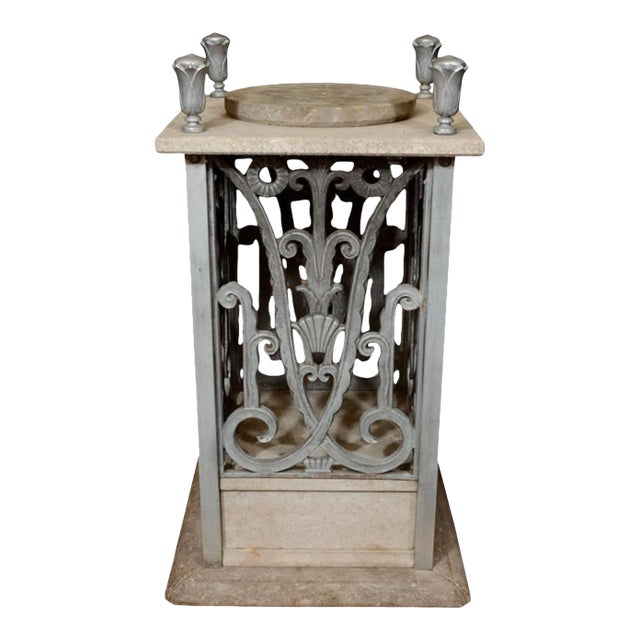 1930s Edgar Brandt (Attributed) art Deco Pedestal With Floral Detailing Attributed to Edgar Brandt For Sale