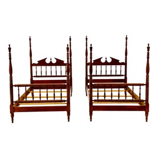 20th Century Traditional Four Poster Spool Twin Beds - a Pair For Sale