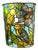 Vintage j.l. Clark Faux Stained Glass Bird & Foliage Metal Wastebasket, 1960s–70s For Sale