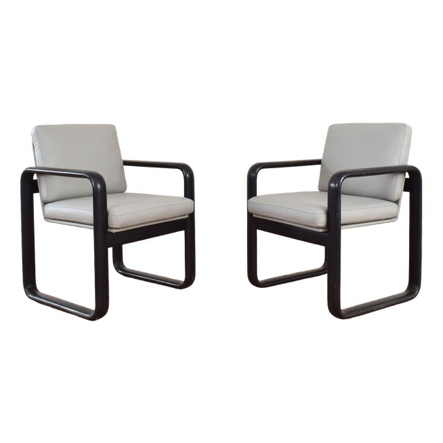 Mid-Century Leather Armchairs by Burkhard Vogtherr for Rosenthal, 1970s, Set of 2 For Sale