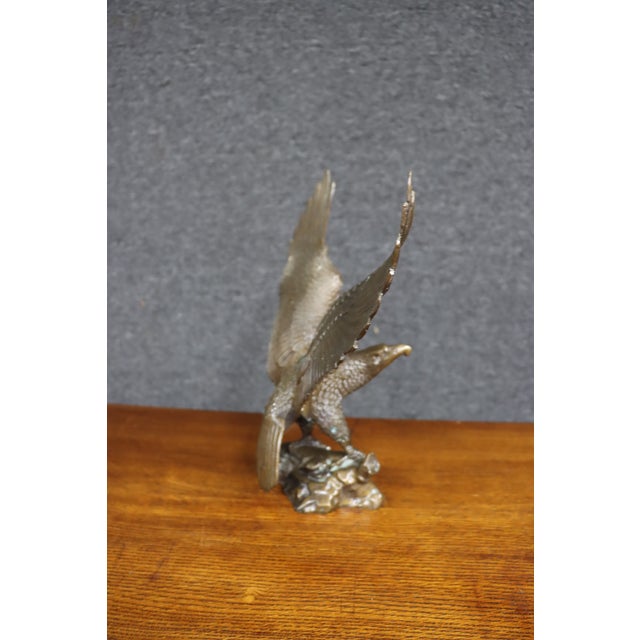 Metal Cast Metal Eagle Sculpture For Sale - Image 7 of 13