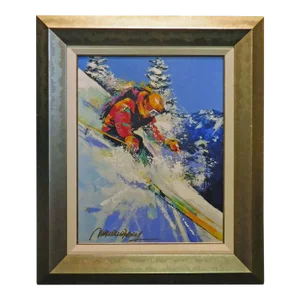 Malcolm Farley"Fresh Powder" H.Signed Giclee Hand Embellished Custom Framed