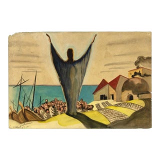 Jean Raymond Delpech, Capernaum, Mixed Media, 1940 For Sale