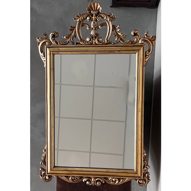 French 20th French Empire Period Carved Gilt Wood Rectangular Mirror With Crest For Sale - Image 3 of 10