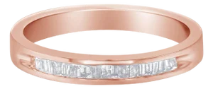 10K Rose Gold over .925 Sterling Silver 1/5 Cttw Diamond Channel-Set Stackable Band Ring (H-I Color, I1-I2 Clarity) - Size 7 1/4
