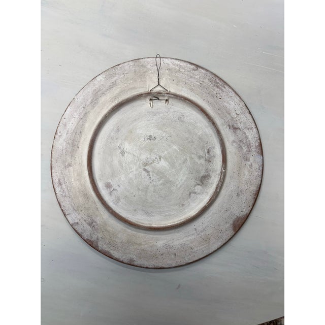 Ceramic 1940s Vintage Neoclassic Hand Painted/Signed Terra Cotta Wall Plate Depicting Temple of Athena For Sale - Image 7 of 8