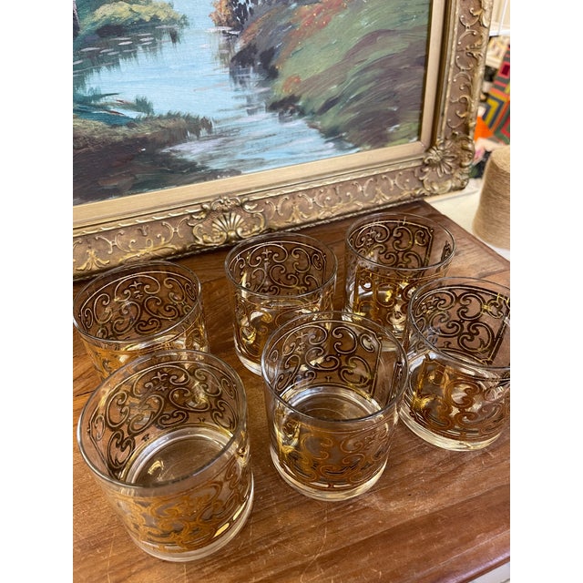 Georges Briard 1970s Mid-Century Georges Briard Gold-Toned Lowball Glasses - Set of 6 For Sale - Image 4 of 9