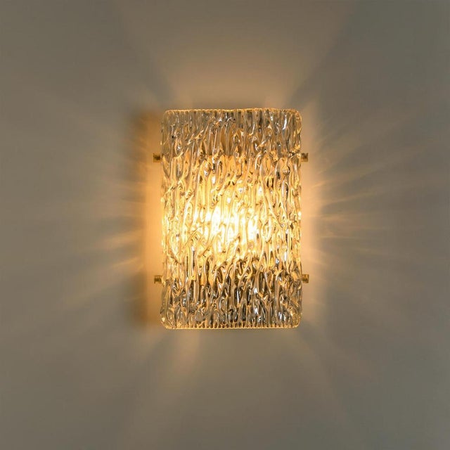 Textured Wave Glass Wall Light attributed to Kaiser Leuchten, 1970s For Sale - Image 4 of 16