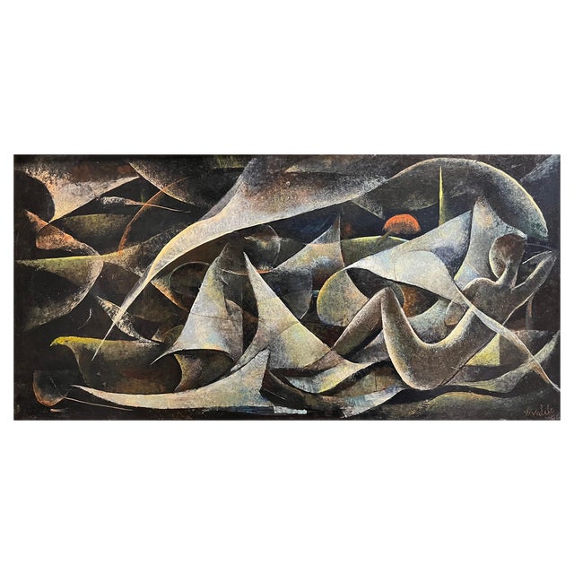 Vivaldo Martini, Abstract Composition No. 3, Oil on Masonite, 1960 For Sale