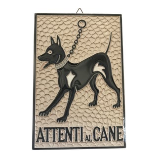 Italian "Beware of Dog" Ceramic Tile For Sale
