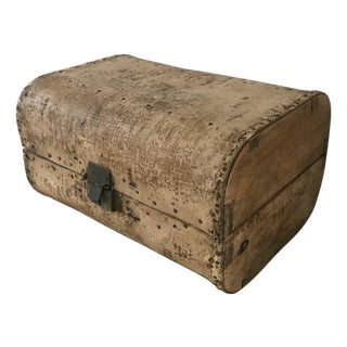 Late 19th Century Small Primitive Wood Storage Chest Side Table For Sale