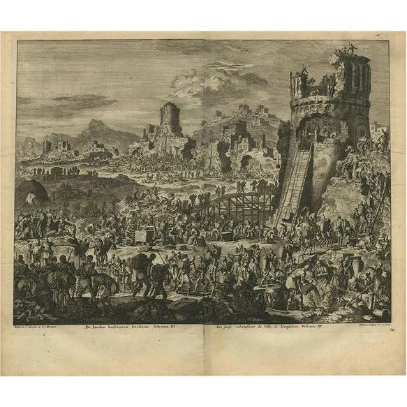 Hermanus Besseling, Biblia Sacra, Rebuilding Jerusalem, 1743, Print For Sale