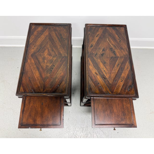Early 21st Century Distressed Wood Three-Tier End Side Tables - Pair For Sale In Charlotte - Image 6 of 11