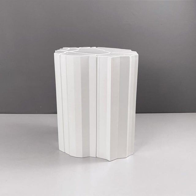 Italian Modern Glossy White Ceramic Side Table by Roberto Faccioli, 1995 For Sale - Image 3 of 14
