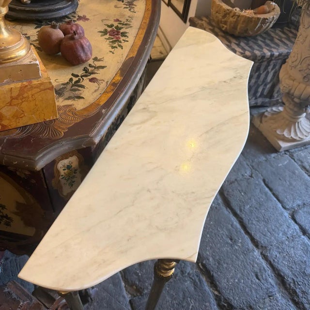 Pier Luigi Colli 1950s Mid-Century Modern Yellow Marble and Brass Italian Console For Sale - Image 4 of 10