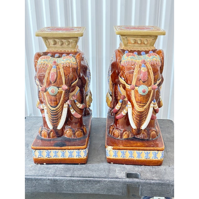Chinoiserie Vintage Elephant Garden Stools-a Pair For Sale - Image 3 of 10
