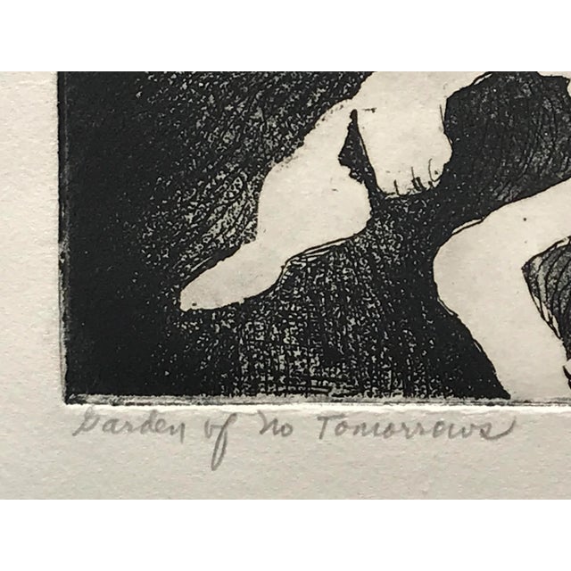 Black Vintage Expressionist Etching Original Print "Garden of No Tomorrows" by Sylvia T. Gavurin For Sale - Image 8 of 10