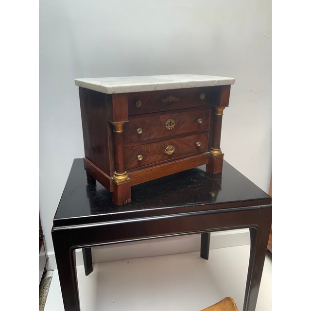Traditional Late 19th Century Miniature French Empire Marble Top Commode For Sale - Image 3 of 10
